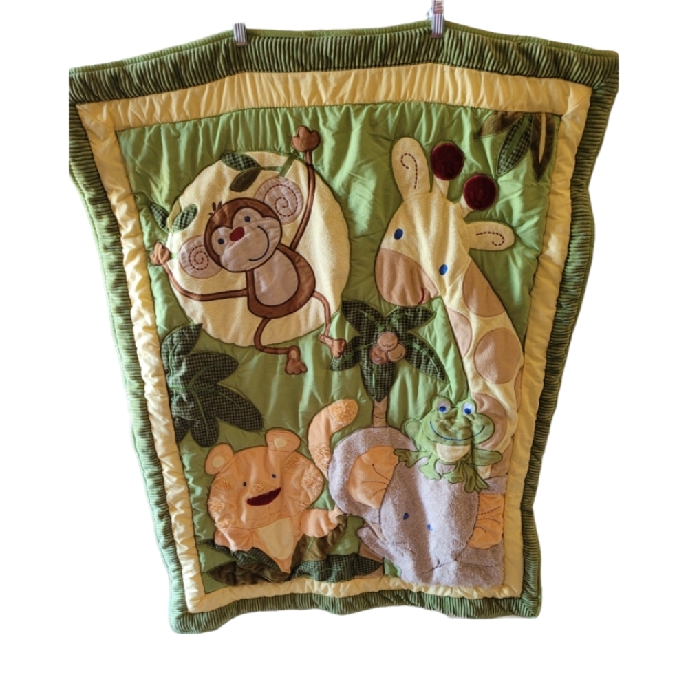 NOJO Jungle Babies Safari Animals Comforter Quilt Plush Crib Blanket Size 35x42